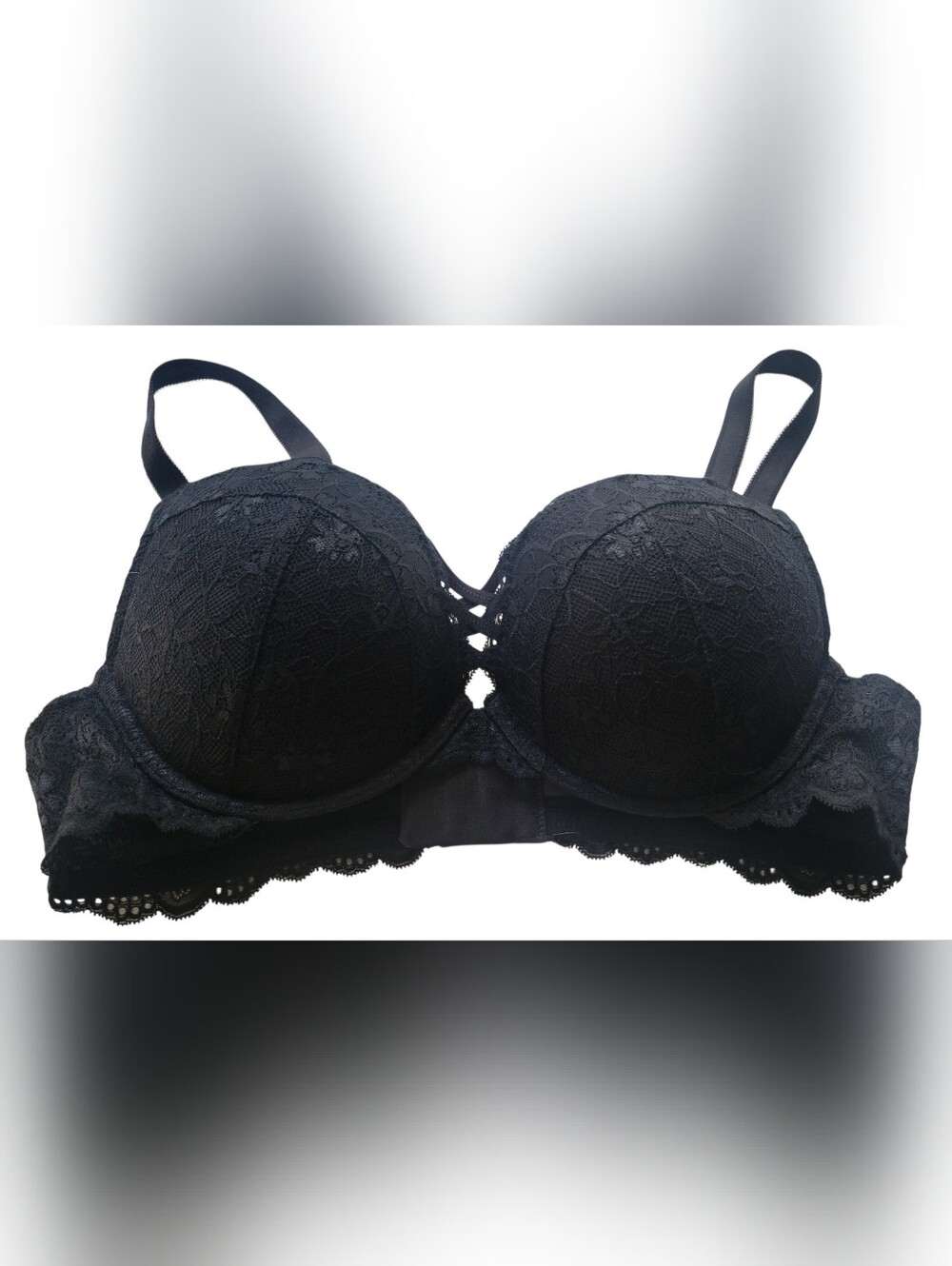 Torrid CURVE Elegant Black Lace Push-Up Bra with Crisscross Detail 40B Padded